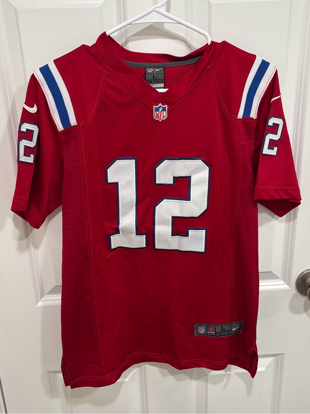 Nike Tom Brady #12 New England Patriots Red Retro Football Jersey Boys Large